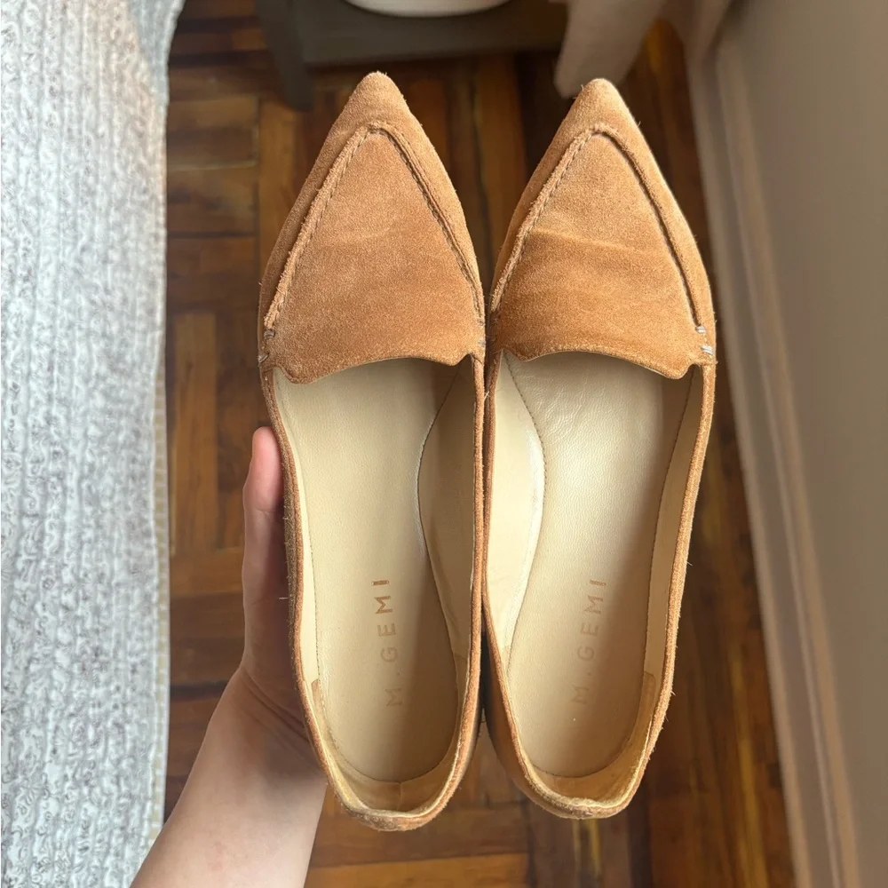 M.Gemi The Stellato Women Loafers Tan/Salmon Suede Pointed Toe Slip On Shoes - Picture 1 of 7